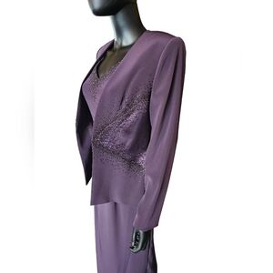 NWT - Montage Eggplant Beaded Accent Formal Gown W/Jacket